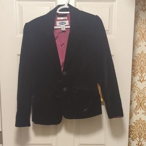 Old Navy Black Velvet Blazer with Pink Interior